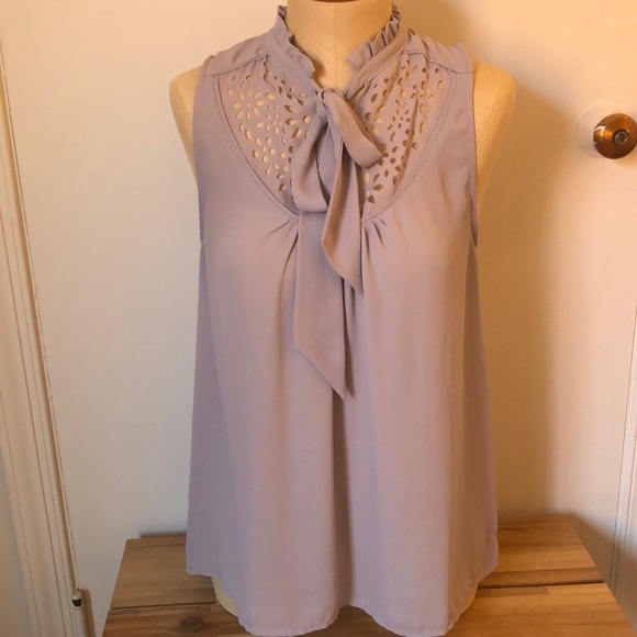 Anthropologie MAEVE lasercut tie front tank blouse - Picture 7 of 7